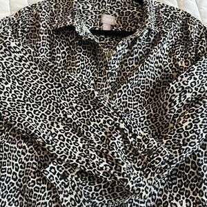Chicos Leopard Button Up Blouse